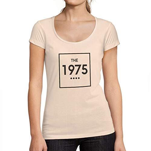 Ultrabasic - Tee-Shirt Femme col Rond Décolleté 1975 Ans Rose Crémeux