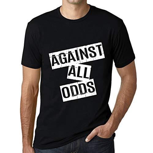 Ultrabasic - Homme T-Shirt Graphique Against All Ods T-Shirt Cadeau Lettre d'impression Noir Profond