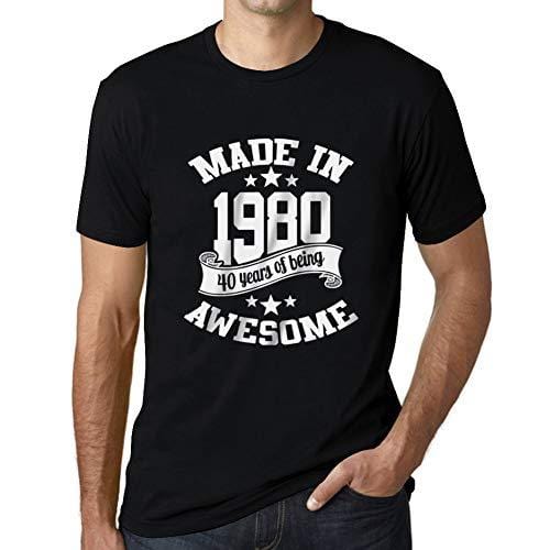 Ultrabasic - Homme T-Shirt Graphique Made in 1980 Idée Cadeau T-Shirt pour Le 40e Anniversaire Noir Profond