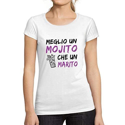Ultrabasic - Femme Graphique Meglio Un Mojito Che Un Marito T-Shirt Action de Grâces Xmas Cadeau Idées Tee Blanco White