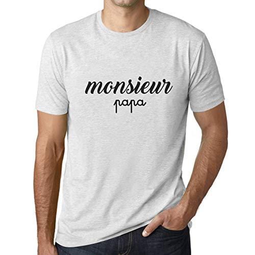 Ultrabasic - Homme T-Shirt Graphique Monsieur Papa Imprimé Lettres Noël Cadeau Blanc Chiné