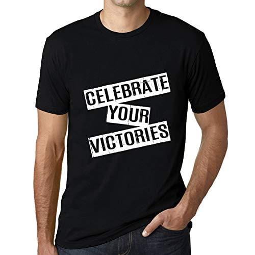 Ultrabasic - Homme T-Shirt Graphique Celebrate Your Victories T-Shirt Cadeau Lettre d'impression Noir Profond
