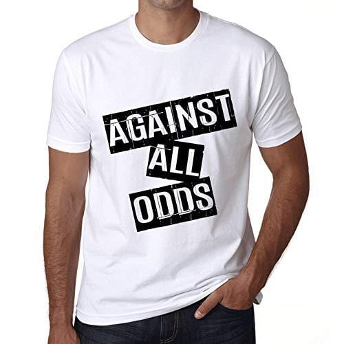 Ultrabasic - Homme T-Shirt Graphique Against All Ods T-Shirt Cadeau Lettre d'impression Blanc