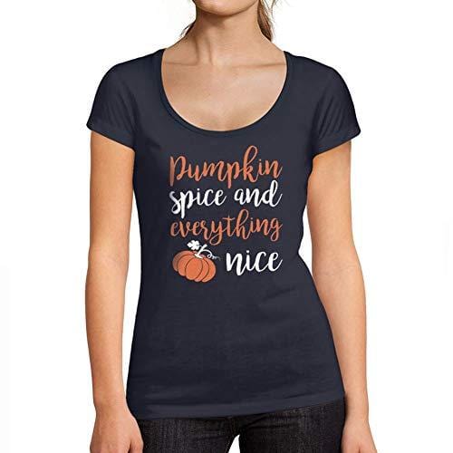 Ultrabasic - Tee-Shirt Femme col Rond Décolleté Pumpkin Spice and EverythingFrench Marine