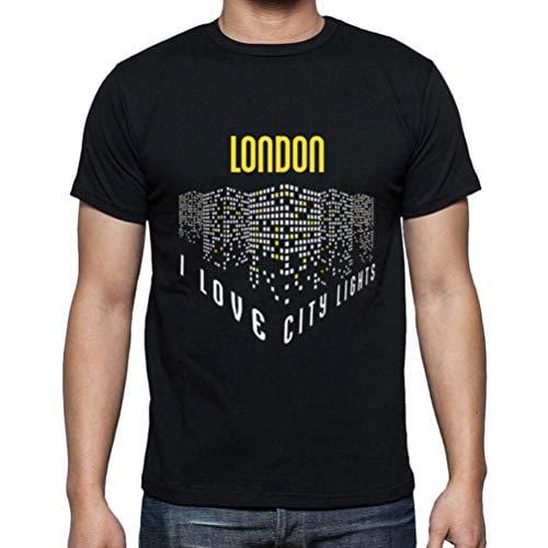 Ultrabasic - Homme T-Shirt Graphique J'aime London Lumières Noir Profond