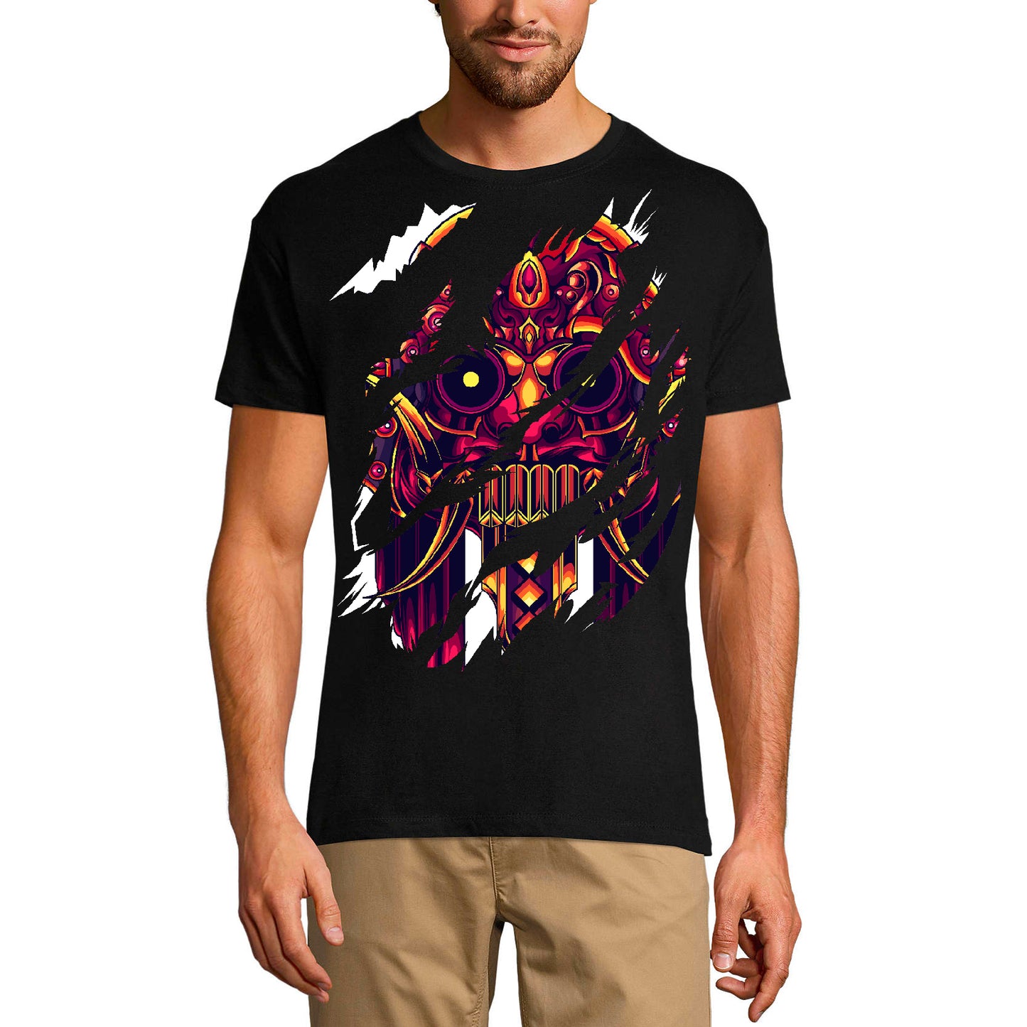 ULTRABASIC Men's Torn T-Shirt Totem Spirit Animal Shaman - Short Sleeve Shirt