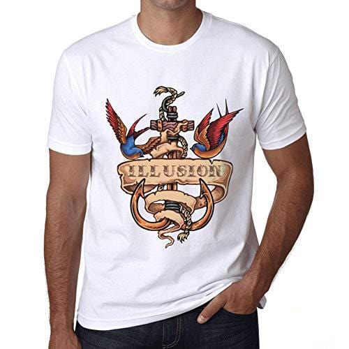Ultrabasic - Homme T-Shirt Graphique Anchor Tattoo Illusion Blanc