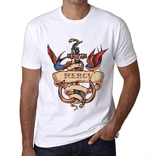 Ultrabasic - Homme T-Shirt Graphique Anchor Tattoo Mercy Blanc