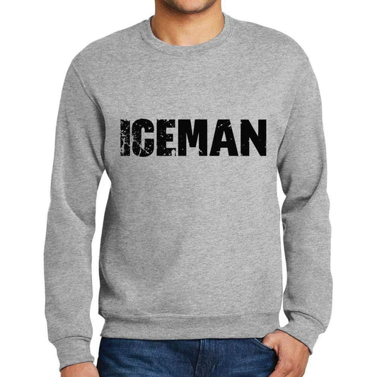 Ultrabasic Homme Imprimé Graphique Sweat-Shirt Popular Words Iceman Gris Chiné