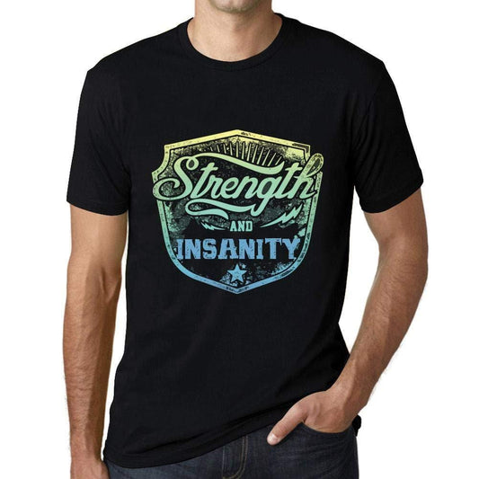 Homme T-Shirt Graphique Imprimé Vintage Tee Strength and Insanity Noir Profond