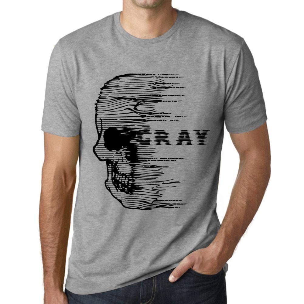 Homme T-Shirt Graphique Imprimé Vintage Tee Anxiety Skull Gray Gris Chiné