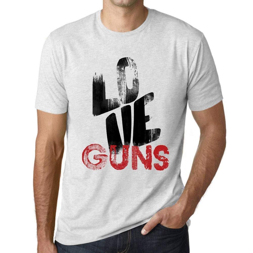 Ultrabasic - Homme T-Shirt Graphique Love Guns Blanc Chiné