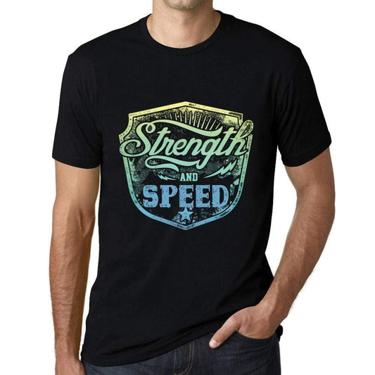 Homme T-Shirt Graphique Imprimé Vintage Tee Strength and Speed Noir Profond