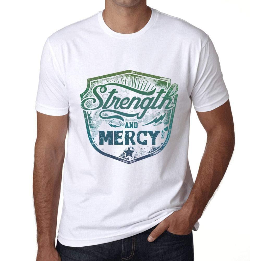 Homme T-Shirt Graphique Imprimé Vintage Tee Strength and Mercy Blanc