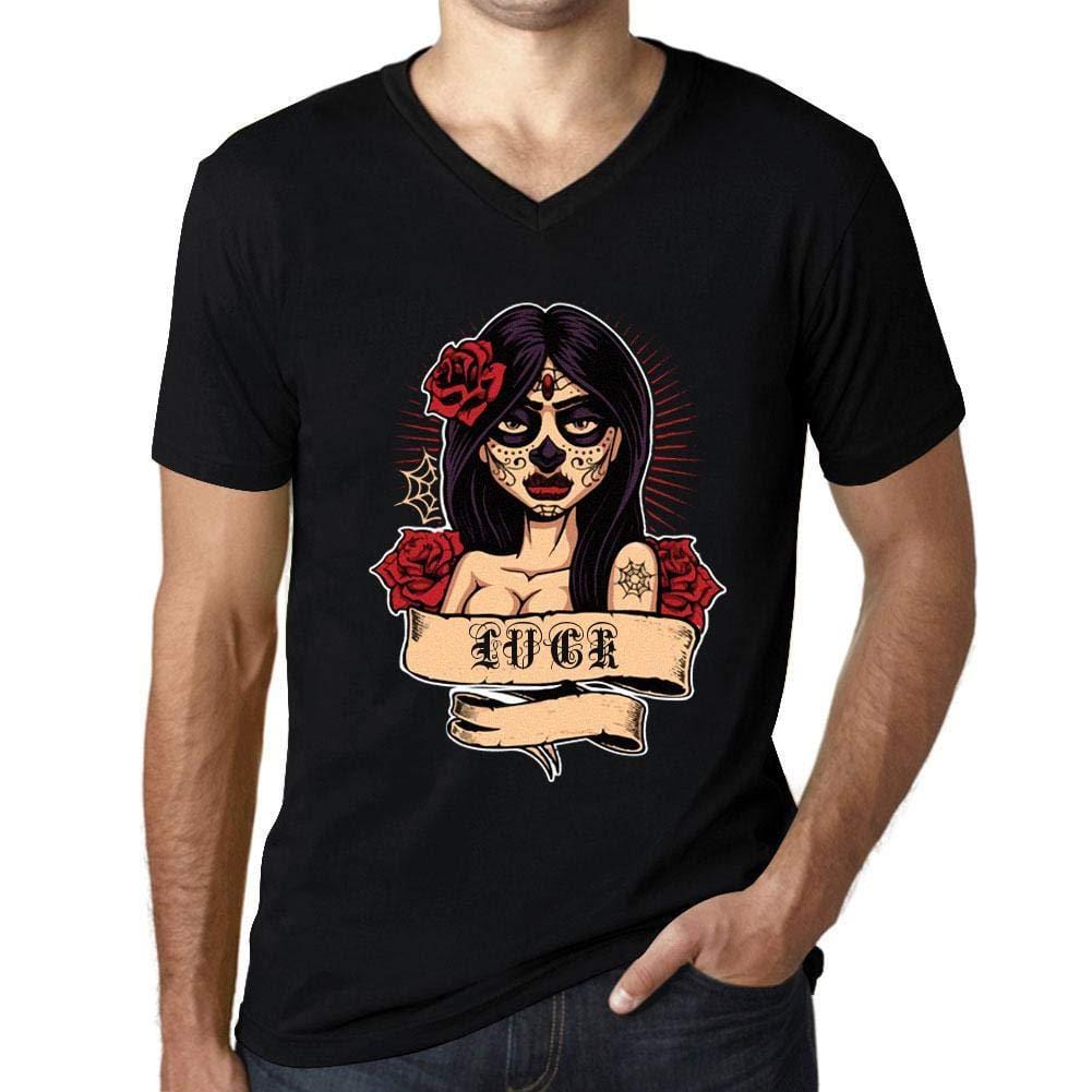 Ultrabasic - Homme Graphique Col V Tee Shirt Women Flower Tattoo Luck