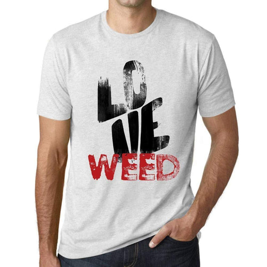 Ultrabasic - Homme T-Shirt Graphique Love Weed Blanc Chiné