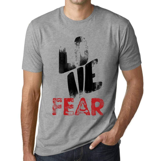 Ultrabasic - Homme T-Shirt Graphique Love Fear Gris Chiné