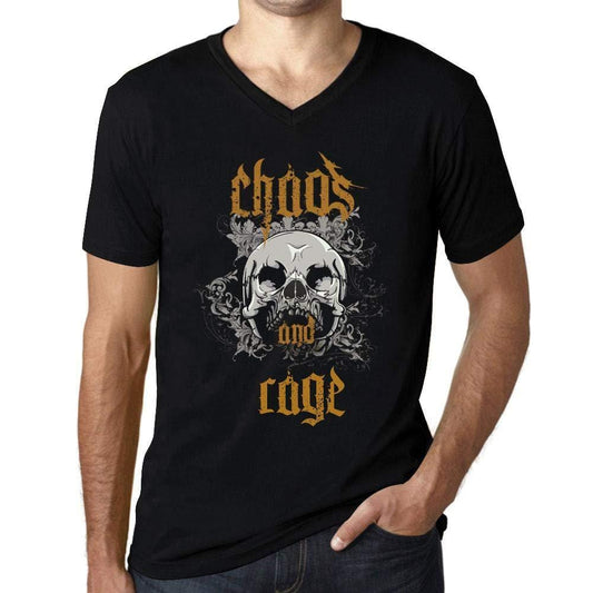 Ultrabasic - Homme Graphique Col V Tee Shirt Chaos and Rage Noir Profond