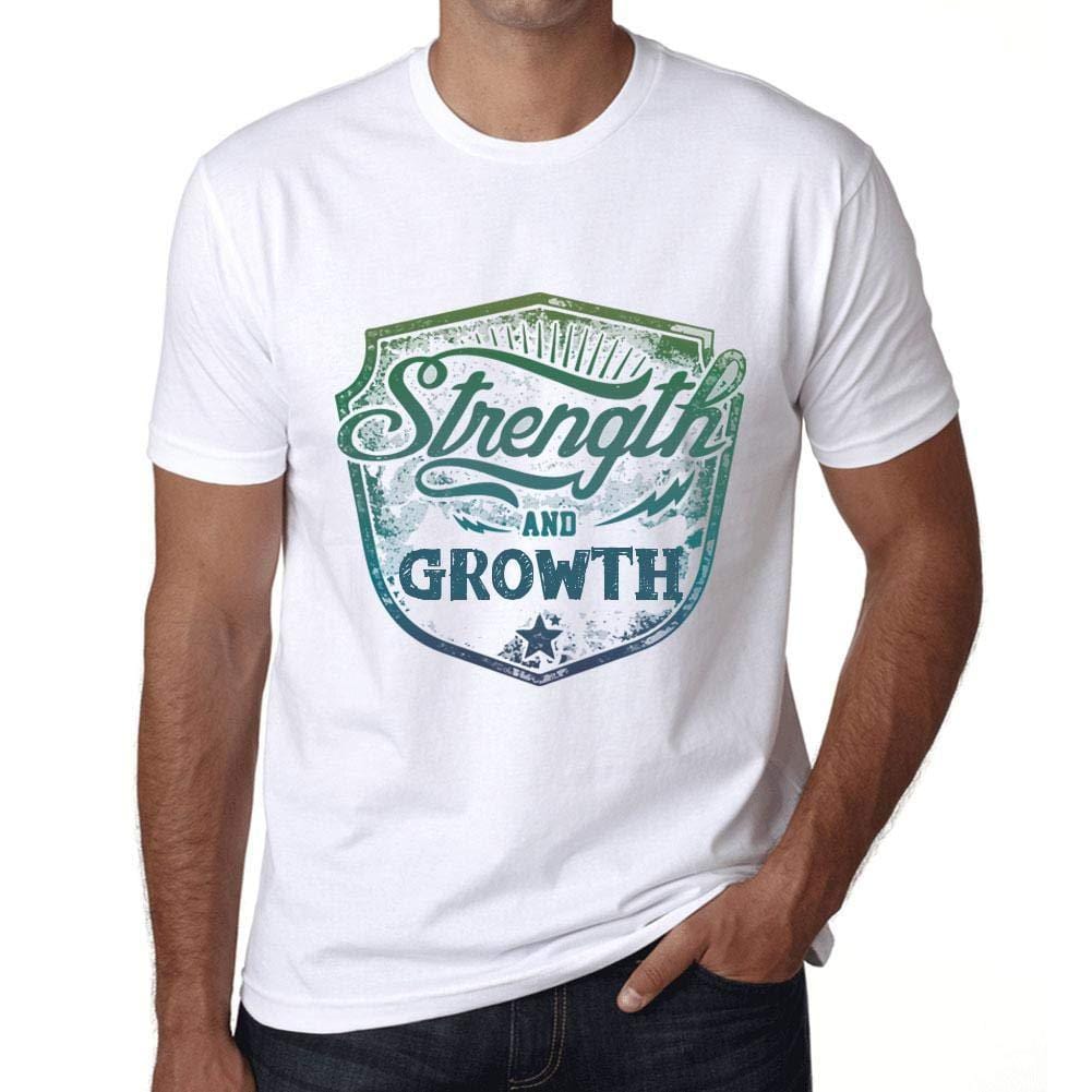 Homme T-Shirt Graphique Imprimé Vintage Tee Strength and Growth Blanc