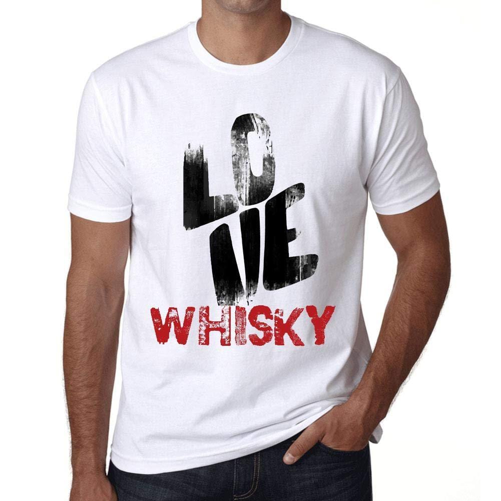 Ultrabasic - Homme T-Shirt Graphique Love Whisky Blanc