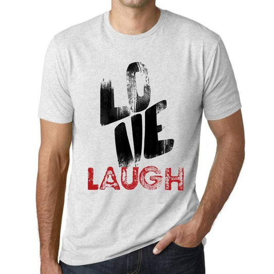 Ultrabasic - Homme T-Shirt Graphique Love Laugh Blanc Chiné
