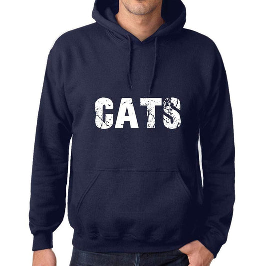 Ultrabasic Homme Femme Unisex Sweat à Capuche Hoodie Popular Words Cats French Marine