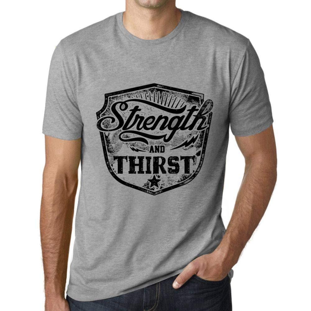 Homme T-Shirt Graphique Imprimé Vintage Tee Strength and Thirst Gris Chiné
