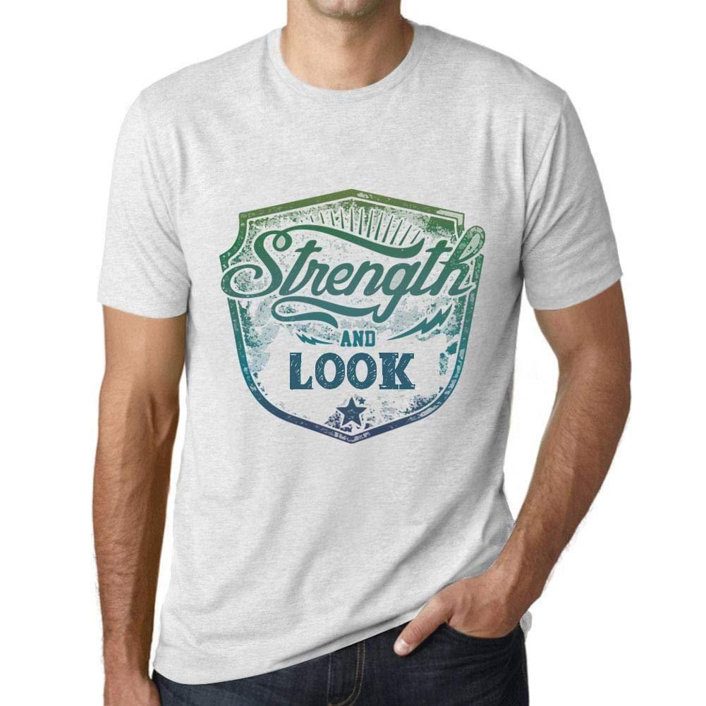 Homme T-Shirt Graphique Imprimé Vintage Tee Strength and Look Blanc Chiné