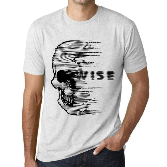 Homme T-Shirt Graphique Imprimé Vintage Tee Anxiety Skull Wise Blanc Chiné