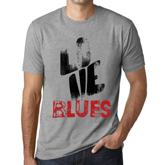 Ultrabasic - Homme T-Shirt Graphique Love Blues Gris Chiné