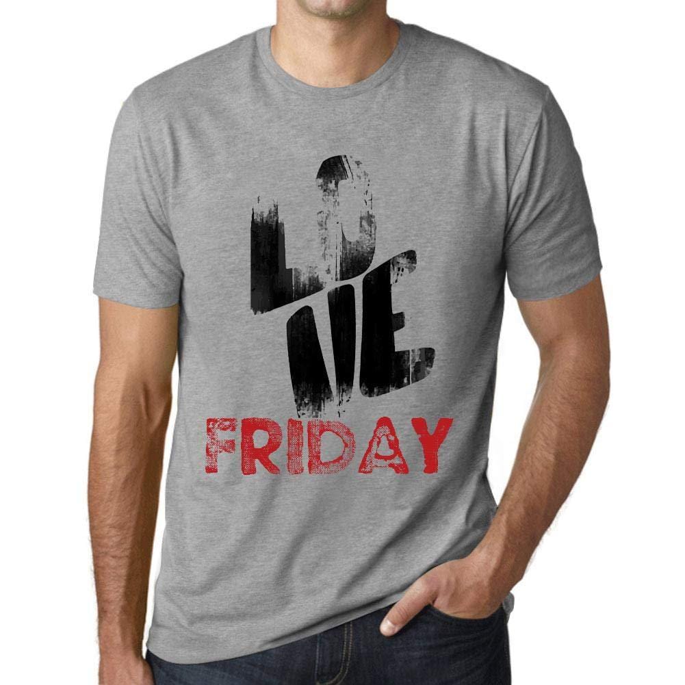 Ultrabasic - Homme T-Shirt Graphique Love Friday Gris Chiné