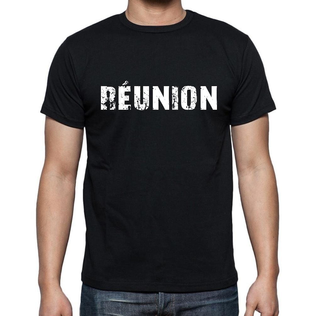 réunion, t-Shirt pour Homme, en Coton, col Rond, Noir