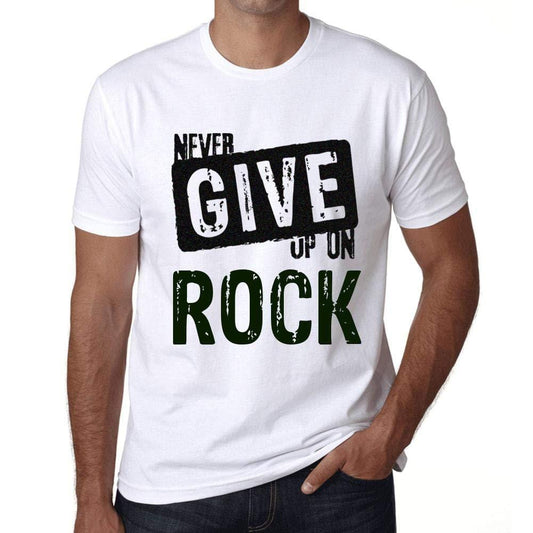 Homme T-Shirt Graphique Never Give Up on Rock Blanc