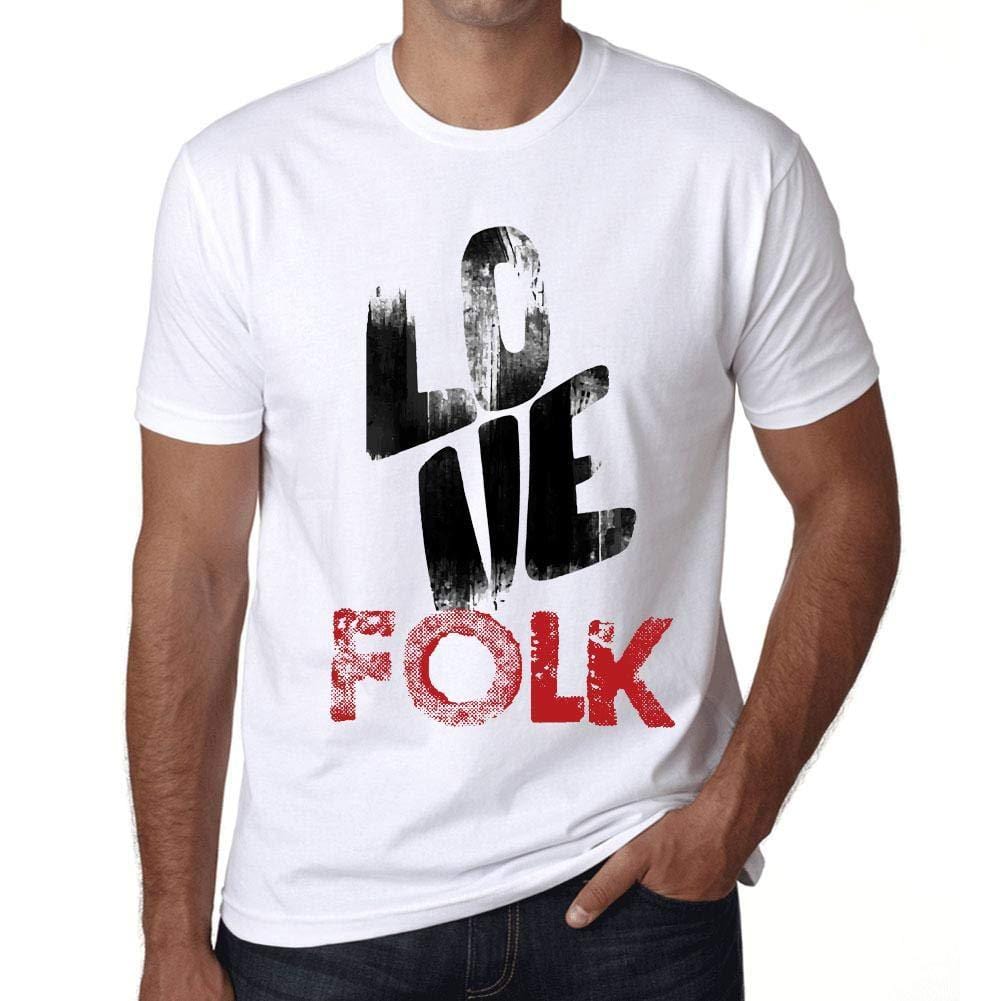Ultrabasic - Homme T-Shirt Graphique Love Folk Blanc