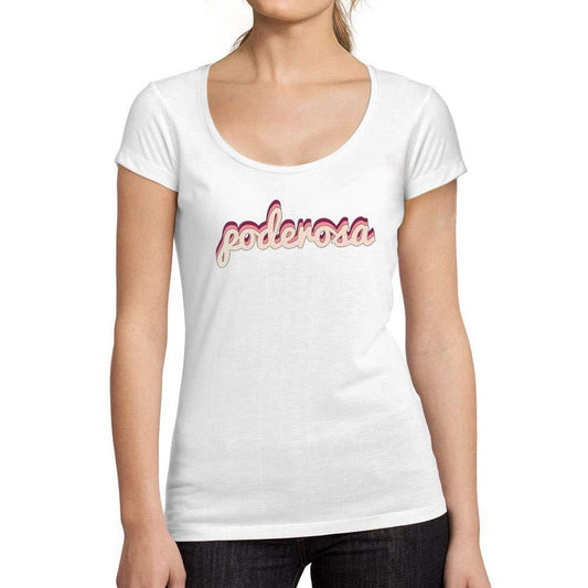 Ultrabasic - Tee-Shirt Femme col Rond Décolleté Powerful Blanc