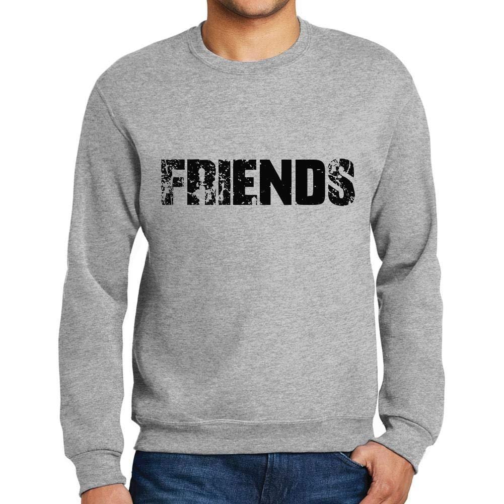 Ultrabasic Homme Imprimé Graphique Sweat-Shirt Popular Words Friends Gris Chiné