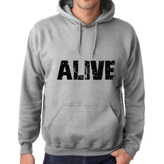 Ultrabasic Homme Femme Unisex Sweat à Capuche Hoodie Popular Words Alive Gris Chiné