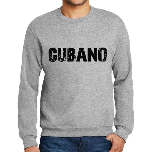 Ultrabasic Homme Imprimé Graphique Sweat-Shirt Popular Words Cubano Gris Chiné