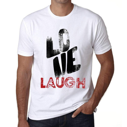 Ultrabasic - Homme T-Shirt Graphique Love Laugh Blanc