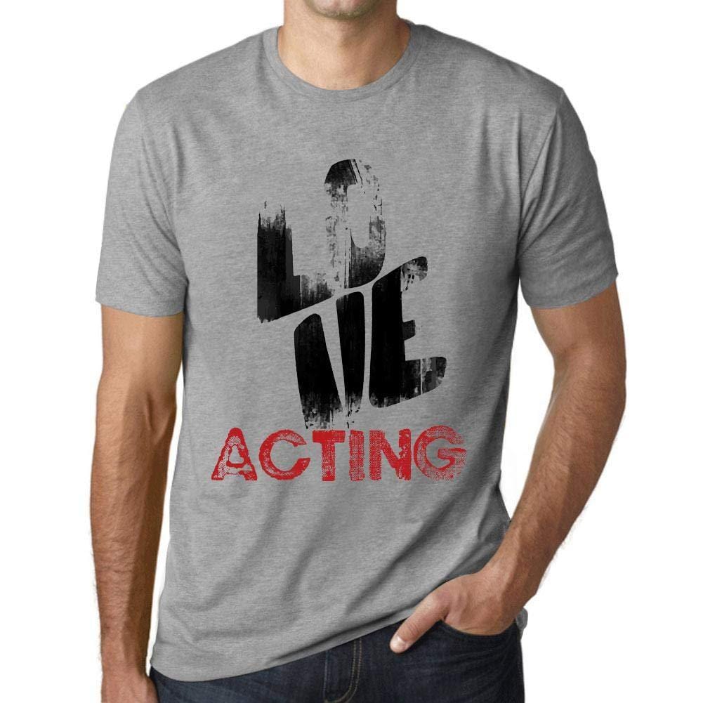 Ultrabasic - Homme T-Shirt Graphique Love Acting Gris Chiné