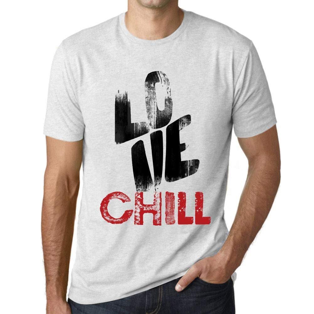 Ultrabasic - Homme T-Shirt Graphique Love Chill Blanc Chiné