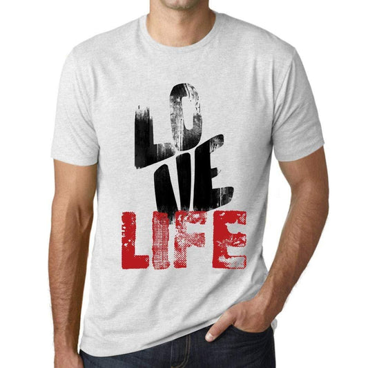 Ultrabasic - Homme T-Shirt Graphique Love Life Blanc Chiné