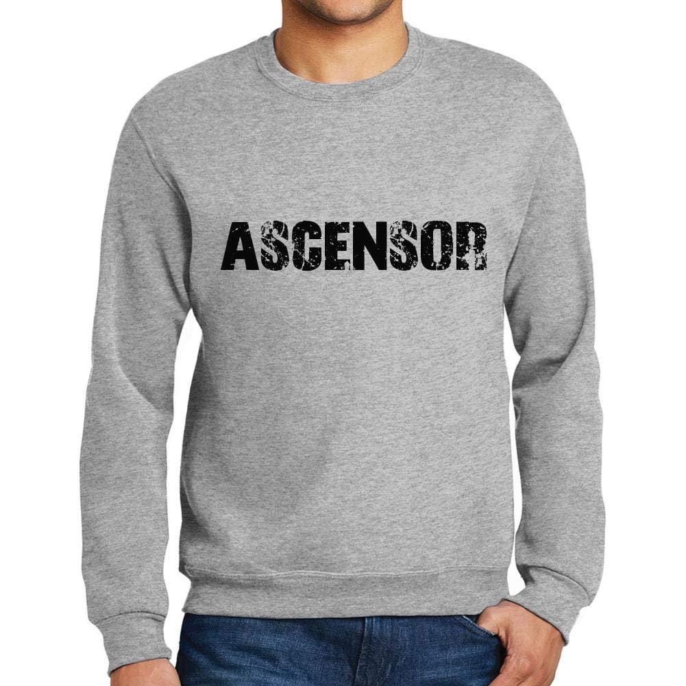 Ultrabasic Homme Imprimé Graphique Sweat-Shirt Popular Words ASCENSOR Gris Chiné