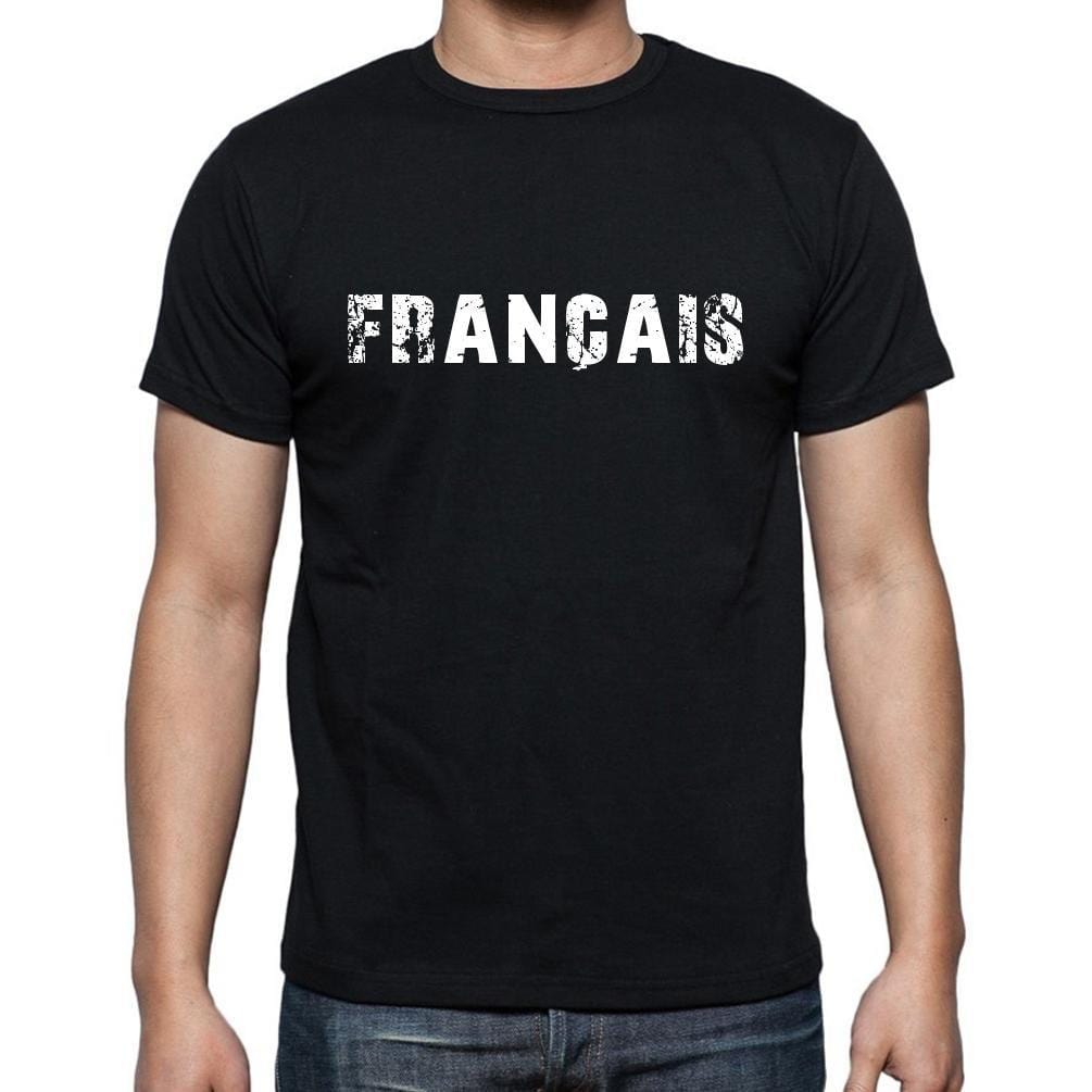 français, t-Shirt pour Homme, en Coton, col Rond, Noir