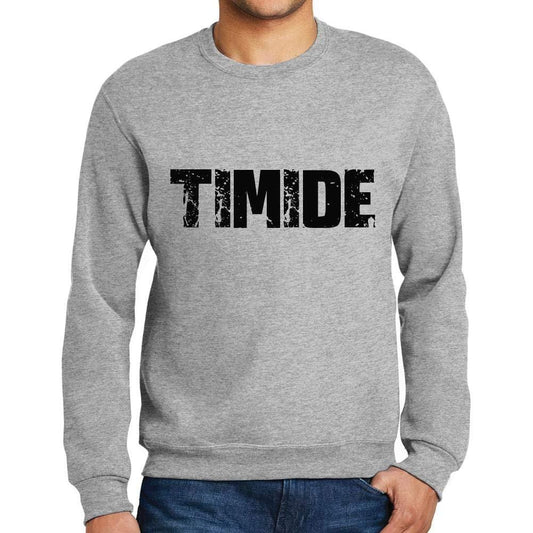 Ultrabasic Homme Imprimé Graphique Sweat-Shirt Popular Words TIMIDE Gris Chiné