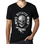 Men&rsquo;s Graphic V-Neck T-Shirt Never Defeated, Never ROUGH Deep Black - Ultrabasic
