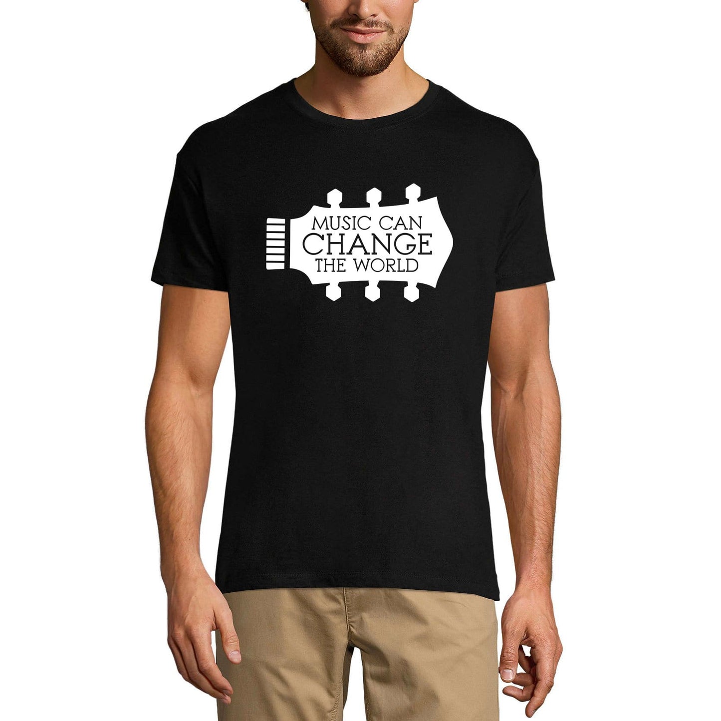 ULTRABASIC Men's Graphic T-Shirt Music Can Change the World - Guitar Bass Shirt