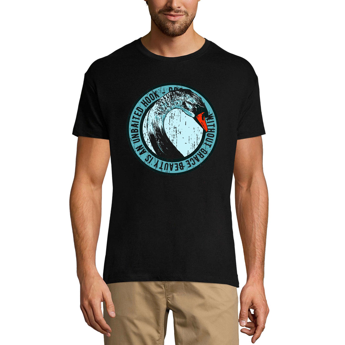 ULTRABASIC Men's T-Shirt Without Brace Beauty is an Unbaited Hook - Swan Shirt