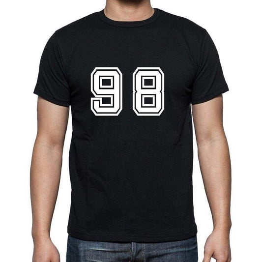 98 Numbers Black Mens Short Sleeve Round Neck T-Shirt 00116 - Casual