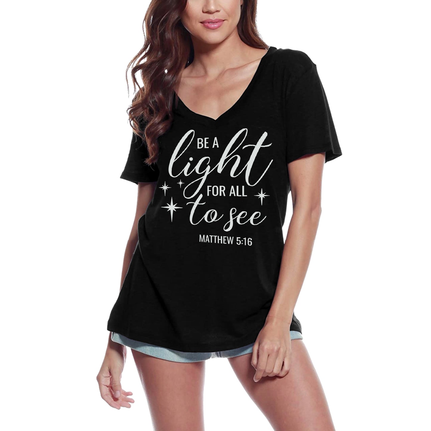 ULTRABASIC Women's T-Shirt Be a Light for All to See - Matthew Bible Short Sleeve Tee Shirt Tops